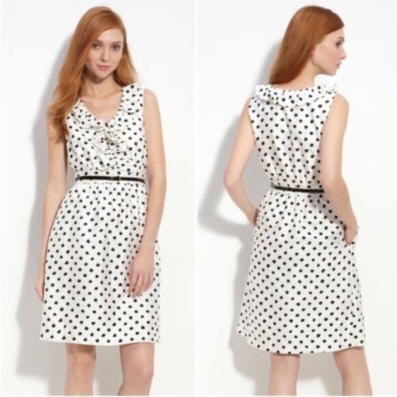 Kate Spade 100% Silk Natalia Polka Dot Dress sleeveless Ruffled collar 6 - Picture 2 of 15